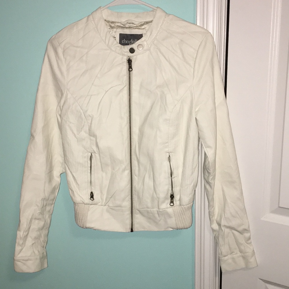 White Faux Leather Moto Jacket